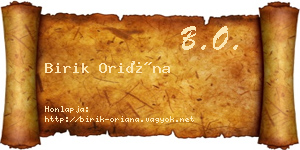 Birik Oriána névjegykártya